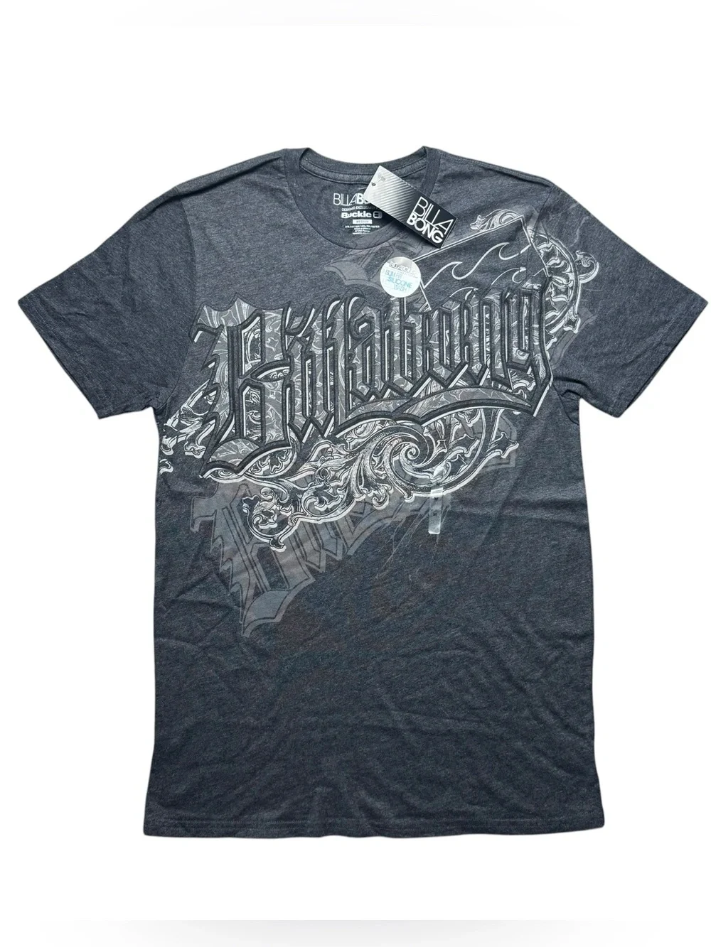 NWT Men’s Billabong Short-Sleeve Graphic Tee - Charcoal & Silver Size M Slim Fit